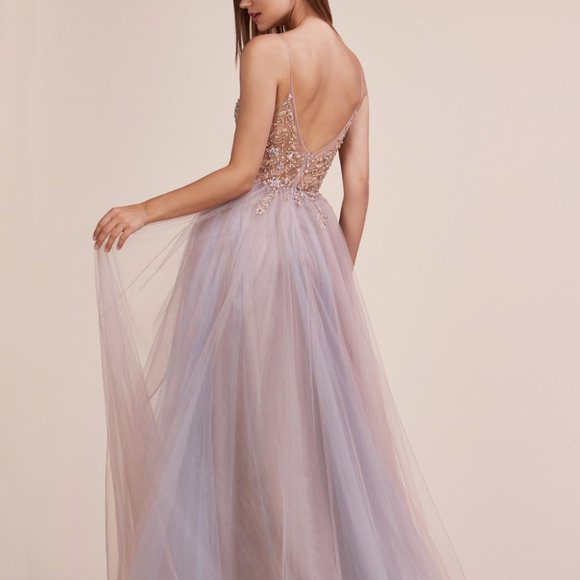 New Rosewood Prom Party Evening Deep V-Neck Leg Slit Evening Dress ALA0672 - Picture 4 of 11